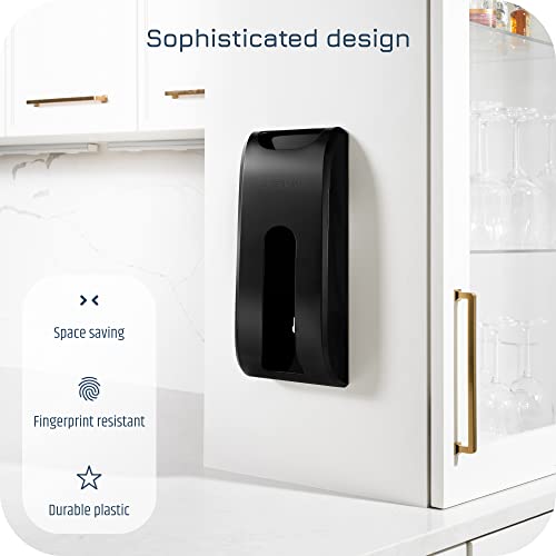 Manterio Plastic Bag Holder | Durable Plastic Wall Mount Kitchen Grocery Bag Storage Organizer | Smudge Proof, Fingerprint Resistant | Black - color: Black