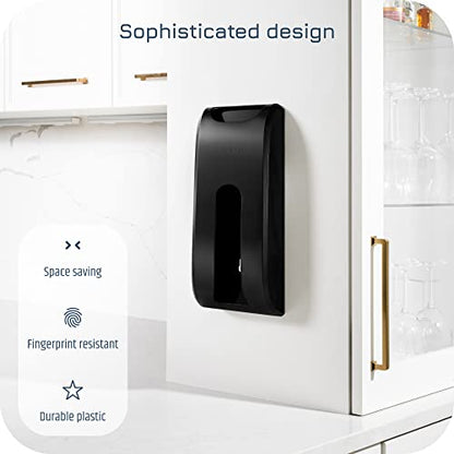 Manterio Plastic Bag Holder | Durable Plastic Wall Mount Kitchen Grocery Bag Storage Organizer | Smudge Proof, Fingerprint Resistant | Black - color: Black