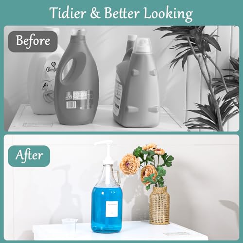 Glass Laundry Detergent Dispenser with Pump, 64OZ Liquid Laundry Soap Dispenser, Fabric Softener Dispenser Bottle for Laundry Room Organization and Storage, 2 Pack - color: 2p