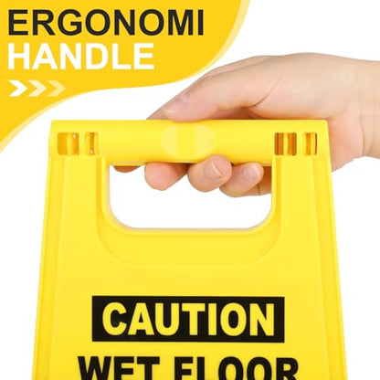 XPCARE Wet Floor Sign，Collapsible Bilingual Caution Wet Floor Sign, Double-Sided A-Frame Safety Caution Signs Commercial, 17.5 Inches, Yellow(2 PACK)