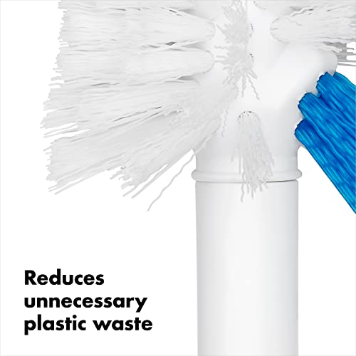 OXO Good Grips Toilet Brush with Rim-Cleaner Replacement Head, White, Plastic Handle, 10-Inch - size: 1 Count (Pack of 1)