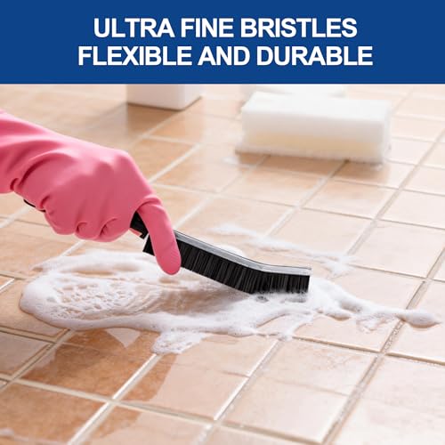 All-Purpose Hard Bristle Gap Cleaning Brush Set - Durable, Slim Design for Deep Reach into Tight Spaces - Versatile Household Crevice Cleaning Tool - 6Pcs, Black