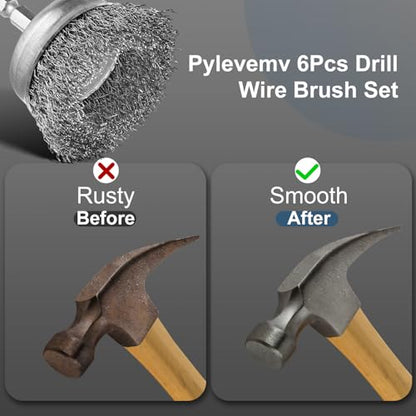 6Pcs Professional Wire Wheel, Carbon Steel Wire Brush for Drill, Drill Cup Brush for Cleaning Rust, Wire Brush Drill Attachments with 1/4 Inch Hex Shank - style: 6PCS