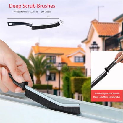 Hard Bristle Crevice Cleaning Brush.Multi-Purpose New Cleaning Brush Tool, Black Bristles with Ergonomic Grip Bathroom Gap Brush, Home, Kitchen, Bathroom, Faucets, Toilet,Window, Vehicle, (8)