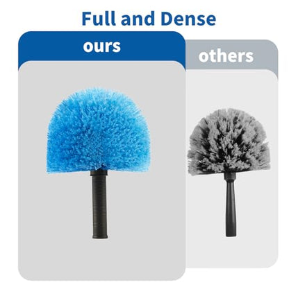 3 Pack Screw on Webster Cobweb Duster Head for Pole,Spider Web Remover Brush, Cobweb Duster Head Attachment,Fits Standard 3/4 inch Threaded Poles (3, Blue) - color: Blue