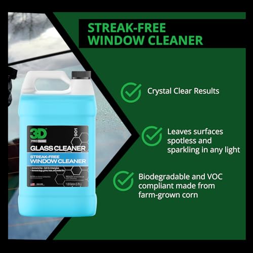 3D Glass Cleaner - Ready to Use, Tint Safe, Streak Free Glass Cleaner - Gallon - size: 128 Fl Oz (Pack of 1), style: Gallon