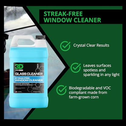 3D Glass Cleaner - Ready to Use, Tint Safe, Streak Free Glass Cleaner - Gallon - size: 128 Fl Oz (Pack of 1), style: Gallon