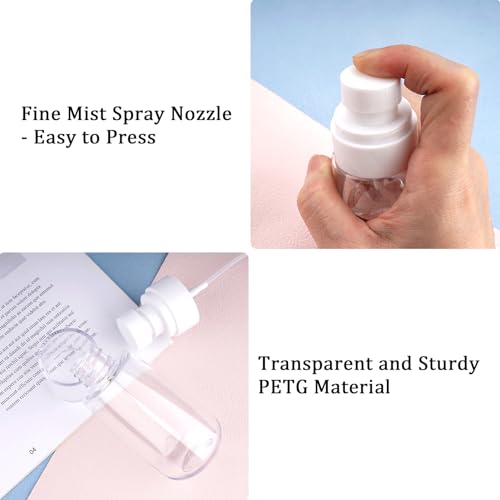 Cosywell Travel Spray Bottle TSA Approved 2oz 60ml 3 Pack Leak Proof Fine Mist Spray Bottles Empty Plastic Refillable Spray Bottle for Perfume Essential Oils Toners Rose Water Cosmetics(3Clear) - color: 3 Clear, size: 2 oz