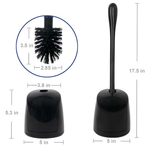 CELOX Toilet Bowl Brush and Holder for Bathroom Cleaning, 2 Set，Black