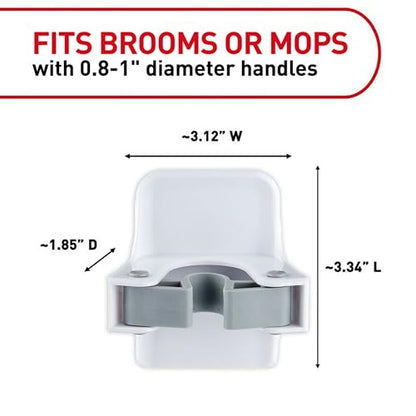 Command Broom and Mop Grippers Wall Hook, Damage Free Hanging Wall Mount Broom and Mop Holder, No Tools Household Cleaning Organizer for Living Spaces, 1 Hanger and 2 Command Strips