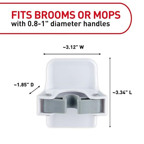 Command Broom Grippers, 2 Hangers and 4 Strips, Damage-Free Mop and Broom Holder Wall Mount, Household Cleaning Tool Organizer for Kitchen, Laundry Room, Closet, Holds up to 4 lb (Pack of 6) - size: 2 Grippers (Pack of 6)