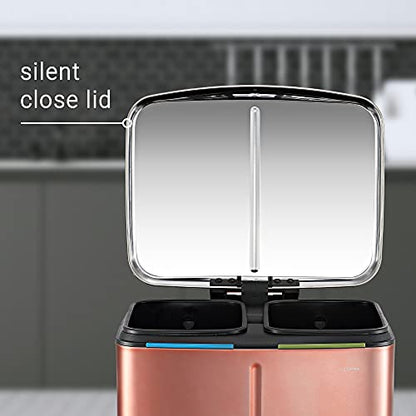 happimess HPM1005D Marco Rectangular 10.6-Gallon Double Bucket Trash Can with Soft-Close Lid, Rose Gold, Fingerprint Resistant, Modern, Minimalistic for Home, Kitchen, Office, Bedroom, Bathroom - color: Rose Gold