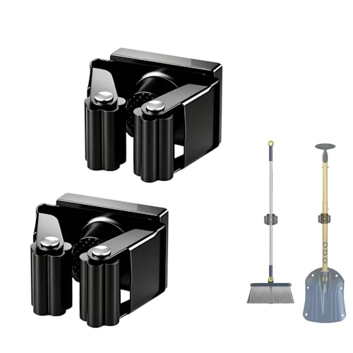 Magnetic Broom and Mop Holder Wall Mount,Black 2 Pack | Heavy duty strong magnetic broom Gripper,no drill removable,9 lbs load,fits 0.6–1.5in handles,RV kitchen garage storage - size: 2 Pack B
