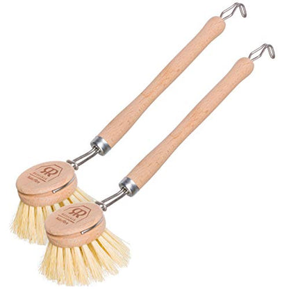 Redecker Dish Brush, Tampico Fiber, 1-1/2 Inch Round, 2 Pack – Wooden Dish Scrub Brushes for Everyday Cleaning, Untreated Beechwood, Made in Germany - size: Set of 2, 1-1/2-Inches Diameter