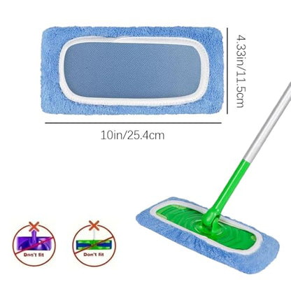 3 Pcs Blue Microfiber Mop Pads - Reusable Washable Refills for Wet & Dry Floor Cleaning - Fits Most Standard Mops - Household Cleaning Pads - color: Blue