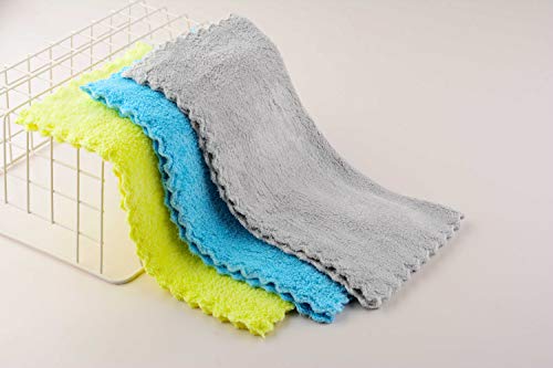 Ultra Soft Edgeless Microfiber Cleaning Towel Pack of 12, All-Purpose Multipurpose Plush 12' x 12' Cleaning Towels, Super Absorbent (Blue) - color: Blue