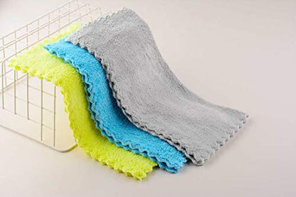 Ultra Soft Edgeless Microfiber Cleaning Towel Pack of 12, All-Purpose Multipurpose Plush 12' x 12' Cleaning Towels, Super Absorbent (Blue) - color: Blue