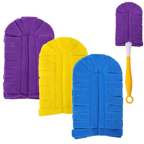 Flammi 360° Fleece Duster Refills for Swiffer, Reusable Dusting Refills Heavy Duty Cloths for Cleaning Compatible with Swiffer Hand Duster (3 Pack-Mixed Color)