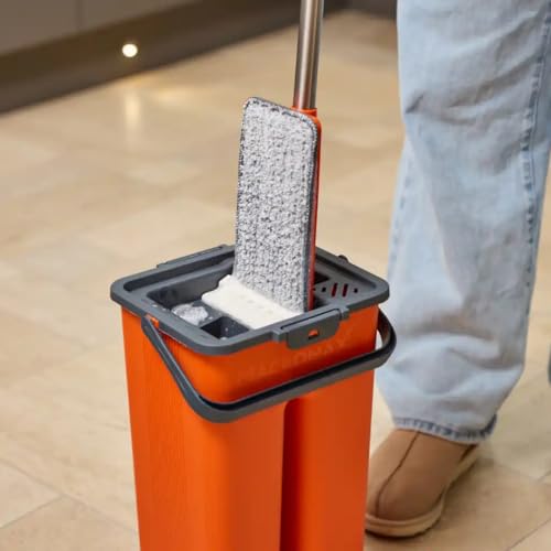 Macromax Premium Flat Tablet Mop - 8L Capacity for Wet & Dry Cleaning - Microfibre Mop with Washable Heads & Replacements - 180° Swivel Handle - Lock & Strap System for Hardwood, Tile & Laminate - color: Flat Tablet Mop