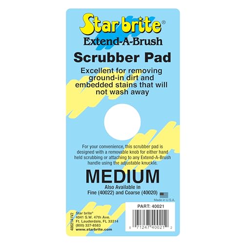 STAR BRITE All-Purpose Medium (Red) Scrubber Pad - Available in Medium, Fine & Coarse Textures with Ergonomic Handle for Boats, Teak, and Outdoor Cleaning (040021P) - size: One Size, style: Medium (Red)