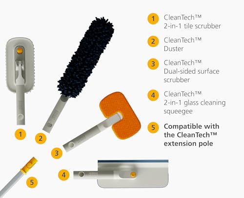 Joseph Joseph CleanTech 2-in-1 Bathroom Tub Shower Cleaning Scrubber with Microfiber pad and Abrasive Scouring Pads - style: Surface Scrubber