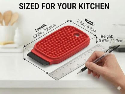 3-in-1 Silicone Dish Sponge - BPA-Free Food-Grade Cleaning Brush with Dual-Sided Scrubber & Scraper, Hanging Hole Fast-Dry Reusable for Dishes/Fruits/Vegetables (Red 1PCS) - color: Red 1pcs