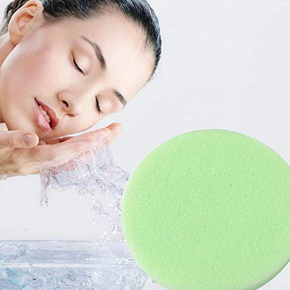 Facial Sponge Compressed,60 Pcs PVA Professional Makeup Removal Wash Round Face Sponges Spa Pads Exfoliating Cleansing for Women,Green - color: Green