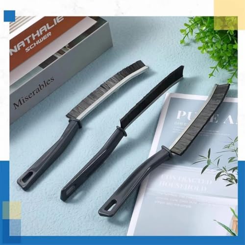 Hard Bristle Crevice Cleaning Brush - Small Scrub Brush for Toilet Grout Shower Tile Narrow Gaps - Durable Grout Brush with Ergonomic Handle