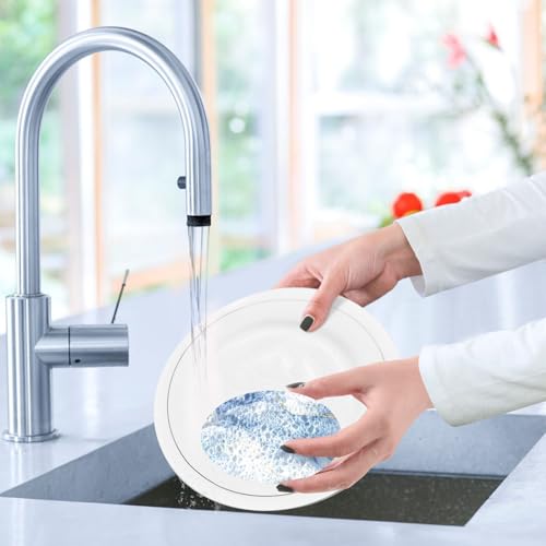 YETTASBIN Marble 3PCS Wood Pulp Scrub Sponges, Reusable Absorbent Household Cleaning Sponge Non-Scratch Kitchen Dish Sponges, Multi-Surface Safe Scrubber for Nonstick Pans, Pots