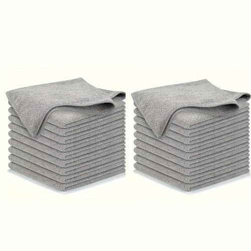Generic Kitchen Towel, Ultra-fine Fiber Light Gray Cleaning Cloth Set, Absorbent, Soft and Cloth, Ultra Soft Absorbent Microfiber Cleaning Rags (20Pcs) - size: 20Pcs