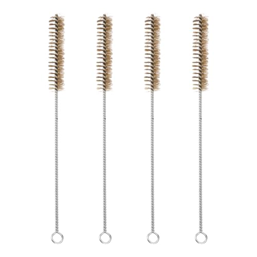 PATIKIL 12" Wire Tube Brush, 4Pcs 0.8" Diameter Brass Wire Tube Brush Pipe Cleaning Supplies for Auto Parts, Bottles, Tubes, Brass Tone - size: 0.8"