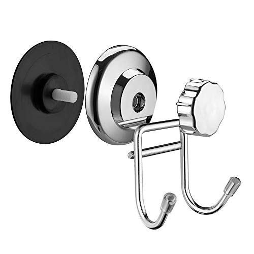 SANNO Double Suction Hooks Suction Cups Vacuum Hook for Flat Smooth Wall Surface Towel Robe Bathroom Kitchen Shower Bath Coat, Stainless Steel (2 Pack) - color: stainless steel-2, size: 2 Pack
