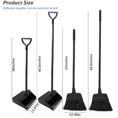 Broom with Dustpan Combo Set Outdoor Upright Dustpan and Broom Set with Long Handle Angle Broom and Dustpan Set for Garage Patio Courtyad Lobby Lawn Home Kitchen Ofiice