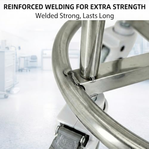 Stainless Steel Kick Bucket with Rolling Stand - Large 18 Quart Capacity, Removable Bason, Quiet Casters, Durable Frame - Ideal for Medical, Surgical, and Cleaning Use
