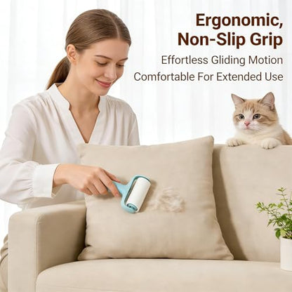 Extra Sticky Lint Roller Set- Blue Lint Remover with 3 Refill Rolls and Ergonomic Handle for Pet Hair Removal on Clothes, Furniture, Carpet, Car Seat