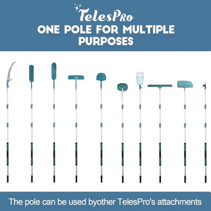 TelesPro 30 Foot High Reach Duster Kit with 6-24FT Extension Pole High Ceiling Dusting and Window Cleaning Kit with Telescopic Pole Window Washer&Squeegee,Cobweb Duster,Fan Duster and Feather Duster - size: 24 FT