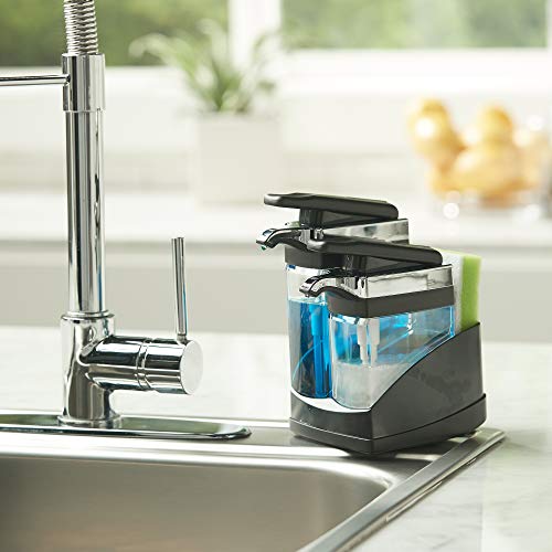 Casabella Sink Sider Duo Soap Dispensers with Sponge, Black and Chrome Plating - color: Black