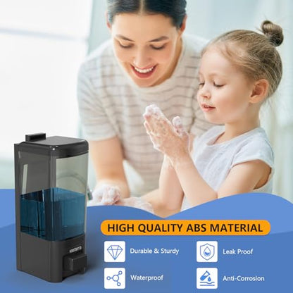 Manual Soap Dispenser, 17oz/500ml Wall Mount Soap Pump, Large Capacity Kitchen Bathroom Hand Soap Dispenser, Commercial Refillable Shampoo Shower Gel Lotion Dispenser, Black - color: Black 500ml