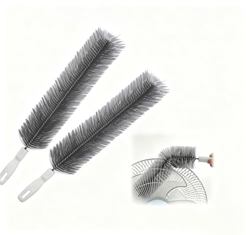 2026 Flexible Microfiber Fan Duster, Bendable Crevice Brush for AC Vent, Car, Curtain, Cobweb, Washable Reusable（Gray 2 PCS） - color: Gray 2 Pcs