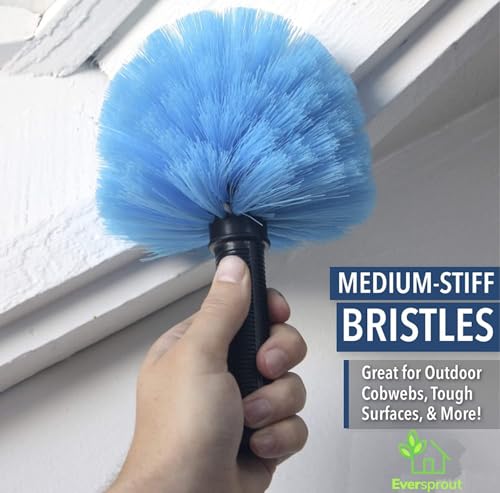 EVERSPROUT Twist-On Cobweb Duster | Hand Packaged to Protect Bristles | Indoor & Outdoor Brush Attachment | Fits Standard Acme Threaded Poles | Brush Head with Handle, No Pole (Medium-Stiff Bristles) - style: Cobweb Duster (Medium-Stiff Bristles)