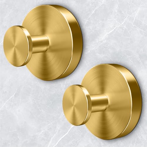 Shower Hooks for Inside Shower,Suction Cup Hooks for Glass Window,Removable Towel Hooks for Bathrooms,2 Packs(Gold) - color: Gold, size: 2 Pack