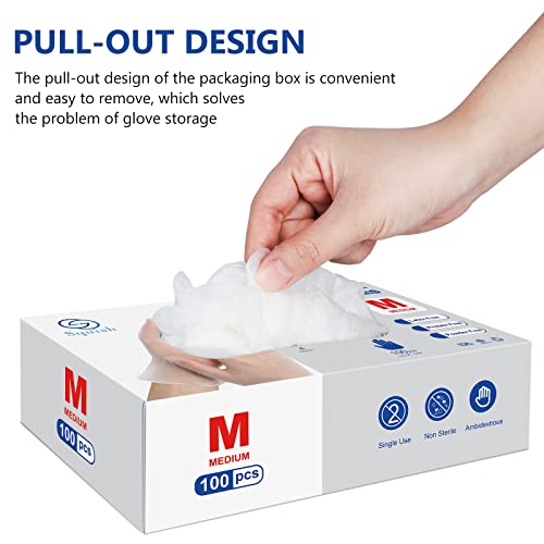 squish Disposable Gloves, 100 Count 4 mil Clear Vinyl Gloves Latex Free Powder-Free Health Glove Cleaning Rubber Glove for Kitchen Cooking Cleaning Food Handling, Medium - size: Medium (Pack of 100)