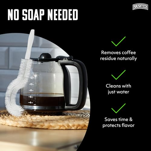 Brushtech Coffee Pot Cleaning Brush - Curved Design for Deep Clean Coffee Pot Care with Soft Bristles, Comfortable Handle, No-Soap Scrubbing Action – Made in The USA - style: Cleaning Brush