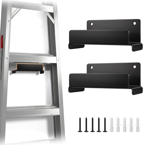 niffgaff Ladder Hooks for Garage Wall, 2 Pack Heavy Duty Wall Mount Storage Hanger for Ladders, Chairs & Patio Furniture, Fits Step & Extension Ladders, Garage Organization - size: 2 Pack