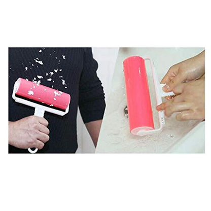 Resuable Washable Lint Roller Sticky for Pet Hair Cat Dog Remover Tool Pet Shedding Brush Cleans your Clothing Sofa (Pink, Blue)2 Pack