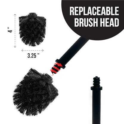 Splash Home Buena Stainless Steel Toilet Brush with Holder, Bowl Scrubber with Durable Cleaning Bristles, Hidden Brush with Splash Protective Disc Design - Black Nickel - color: Black Nickel