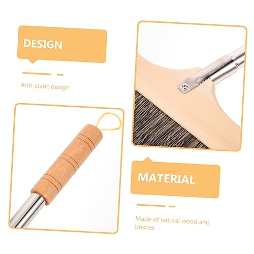 Wooden Broom with Stainless Steel Handle Soft Bristle Cleaning Brush for Hardwood Floors Carpets Indoor Use Lightweight Anti-Static Design for Easy Sweeping
