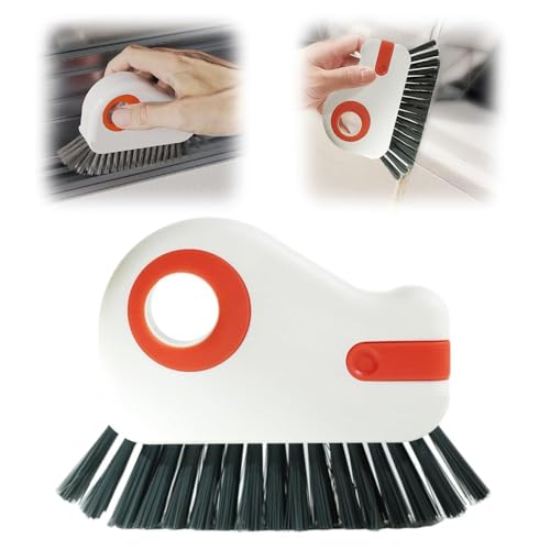 2 in 1 Groove Cleaning Brush, Upgrade Window Track Cleaning Tools, Multifunction Hard Bristle Crevice Cleaning Brush with Hidden Scraper for Sliding Door Track, Window Sill, Window Seal (Orange) - color: Orange