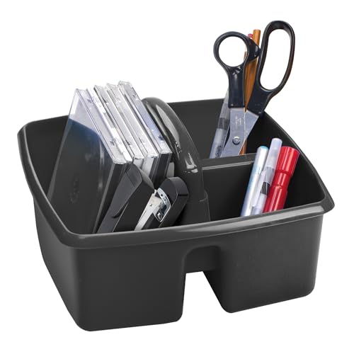 Storex 3-Compartment Small Cleaning Caddy – Multipurpose Supply Organizer with Handle, Black, 6-Pack (00972A06C) - color: Black, size: 6-Pack, style: Small