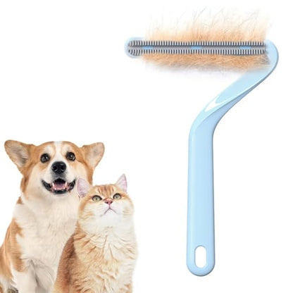 Double-Sided Carpet Scraper Pet Hair Remover Carpet Rake Cat Dog Hair Remover for Couch Rug Furniture Car Plus Pet Comb Brush (Blue) - color: Blue